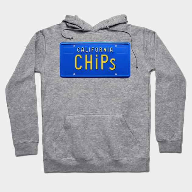 CHiPs California 1970s Blue License Plate Hoodie by hotroddude